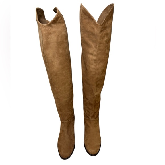 Stuart Weitzman - “Dunkirk” Over-The-Knee Suede Boots in Rice - Size 8.5, Brown - Picture 5 of 14